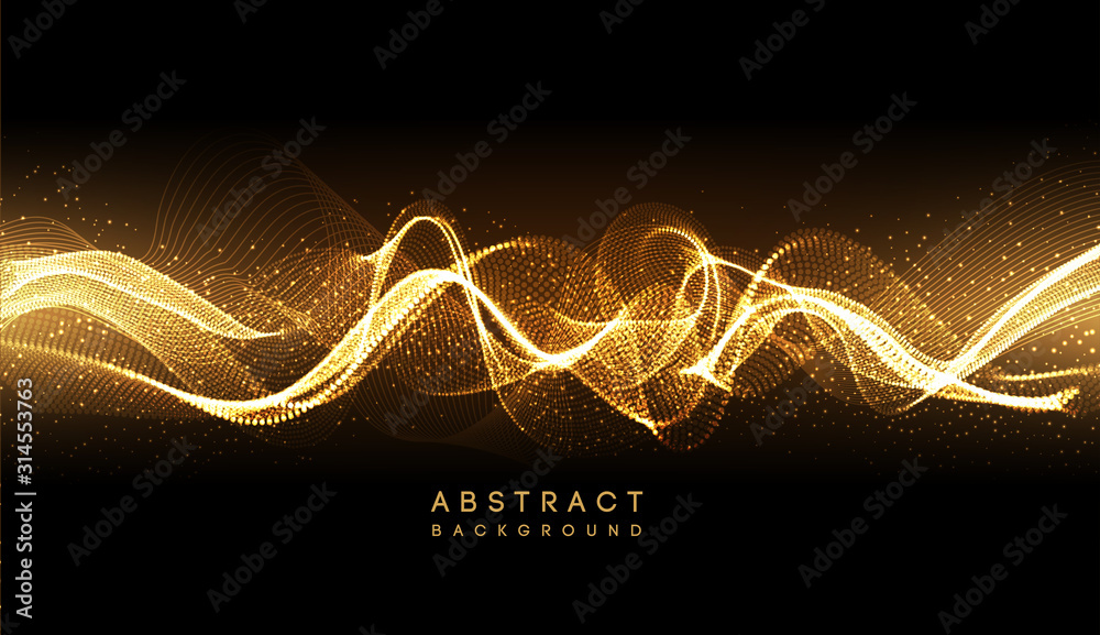 Poster Abstract shiny color gold wave design element