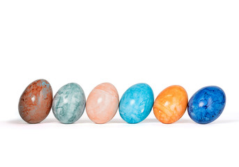 Different easter eggs isolated on white background