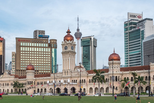 MALAYSIA, KUALA LUMPUR, JANUARY 06, 2018: Merdeka Square and Sultan Abdul Samad Building