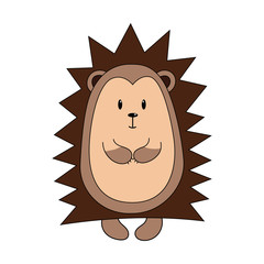 Cute hedgehog. Color vector illustration. The element is isolated on a white background. Wild forest animal. Hedgehog with stands and smiles. A simple picture for the design of children's clothing