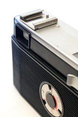 Close up shot of a retro film camera