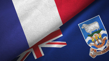 France and Falkland Islands two flags textile cloth, fabric texture