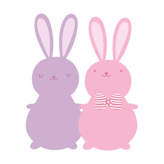 cute rabbits cartoon characters decoration design