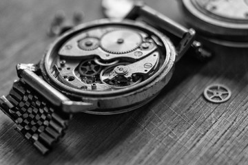 Disassembled mechanical watches