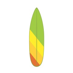 Vector illustration of modern colorful surfboard, on white background. Sea extreme sport