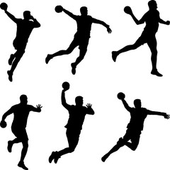 player throwing the ball, set of silhouettes