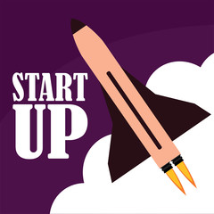 Startup poster with a rocket
