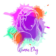 Women day illustration  with splash watercolor background vector eps 10