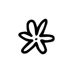 Cute single blooming daisy hand drawn floral element. Doodle vector illustration for wedding design, logo and greeting card.Decorative flower cartoon isolated on white background. Sign floral element.