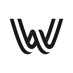 W letter logo formed by two parallel lines with noise texture. - obrazy, fototapety, plakaty