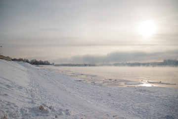 Fototapeta na wymiar Nature, Angara river in the winter