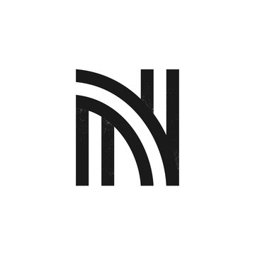 N letter logo formed by two parallel lines with noise texture.