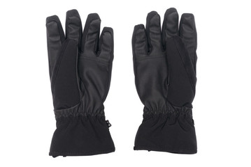 Black snowboard gloves isolated on the white background.