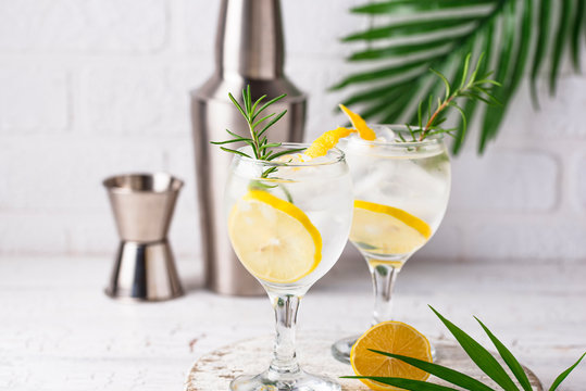 Gin Tonic Cocktail With Lemon