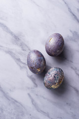 Easter painted eggs with marble effect