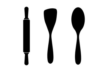Kitchen utensils tools icon set