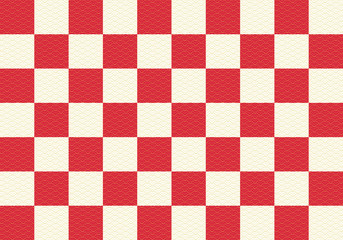 背景：市松模様 和柄 祝い 式 華やか 素材 テクスチャー イベント 青海波 白 赤