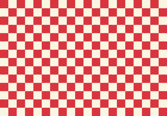 背景：市松模様 和柄 祝い 式 華やか 素材 テクスチャー イベント 青海波 白 赤