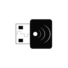 Usb, Wifi, Service, Signal Solid Black Glyph Icon. Vector Icon Template background