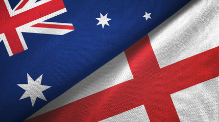 Australia and England two flags textile cloth, fabric texture
