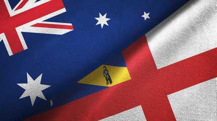 Australia and Herm two flags textile cloth, fabric texture