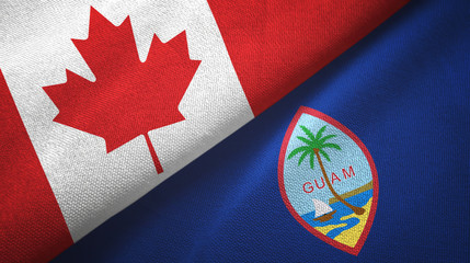Canada and Guam two flags textile cloth, fabric texture