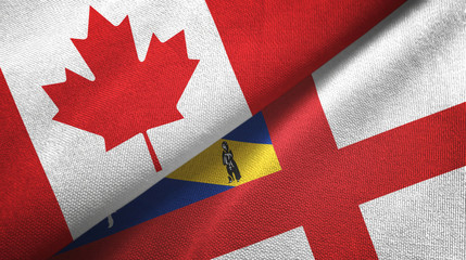 Canada and Herm two flags textile cloth, fabric texture