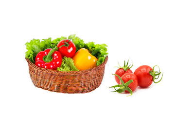 ripe fresh organic vegetables isolated on white background