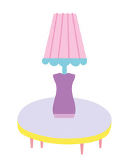 round table with lamp decoration cartoon