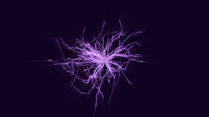 Abstract Neon Particle Background | 3D Render Illustration. Fractal Star in Violet