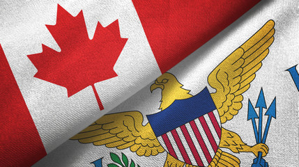 Canada and Virgin Islands United States two flags textile cloth, fabric texture