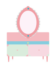 cute furniture drawers with mirror cartoon