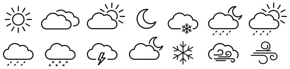 Weather icons set. Vector illustration - obrazy, fototapety, plakaty