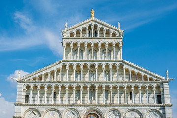 Fototapeta na wymiar The front view of Pisa Cathedral, Piazza del Duomo, Tuscany, Italy