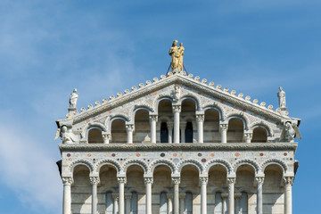 The front view of Pisa Cathedral, Piazza del Duomo, Tuscany, Italy