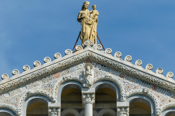 Statue on top of the Pisa Cathedral, Piazza del Duomo, Tuscany, Italy