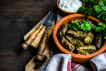 Traditional georgian tolma dish