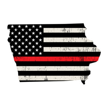 State of Iowa Firefighter Support Flag Illustration