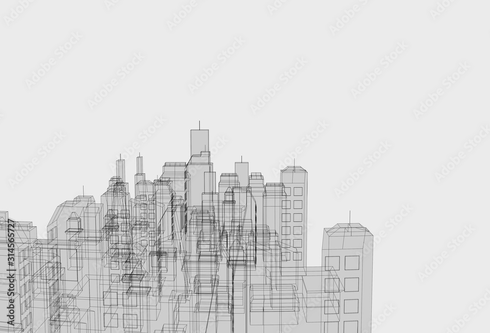 Wall mural elegant city render design