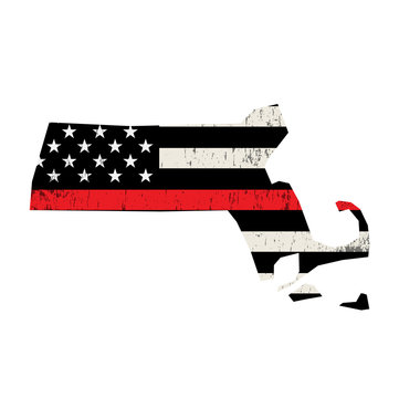 State of Massachusetts Firefighter Support Flag Illustration