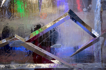 Background with transparent multicolored ice