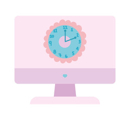 cute computer monitor with clock on screeen