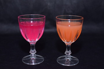 Mock up  design set of elegant and traditional drink ware / drinking glass & Jar for wine or juice, transparent isolated on black background template for branding identity and company logo isolated