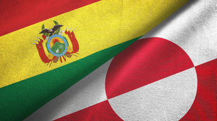 Bolivia and Greenland two flags textile cloth, fabric texture