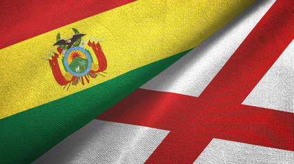 Bolivia and Northern Ireland two flags textile cloth, fabric texture