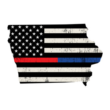 State of Iowa Police and Firefighter Support Flag Illustration