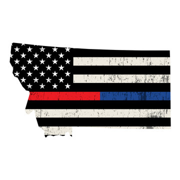 State of Montana Police and Firefighter Support Flag Illustration