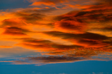 Fototapeta premium Orange Sunset Clouds In Souther California