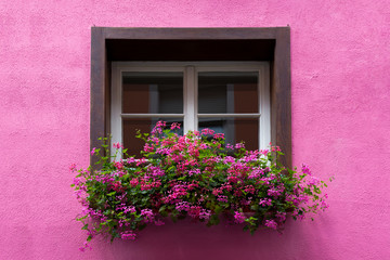 Fototapeta na wymiar Haus, Blumen, Fenster