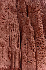 Detail of red earth formations in Quebrada de las Conchas, Salta, northern of Argentina